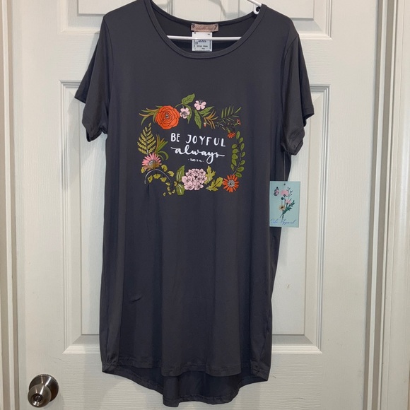 Soho Apparel Other - Soho Apparel Soft Floral Be Joyful Always Lounge Sleep Gown Gray Orange White